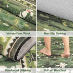 Lessymo Dark Green Floral Rug 8x10 for Living Room, Large Washable Soft Non-Slip Area Rugs, Boho Farmhouse Moody Aesthetic Carpet, Bedroom Dining Nursery Home Office Decor