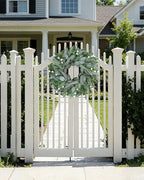 Vlorart 24 Inch Summer Wreath for Front Door, Artificial Outdoor Eucalyptus Wreath, Spring Green Wreaths for Front Door, Boxwood Wreaths with Berries and Olive Leaves for Outside Year Round