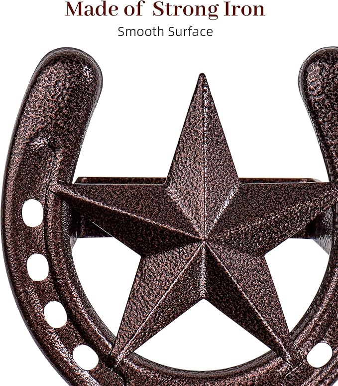 Cowboy Hat Hanger Wall Mount, 4 Pack Cowboy Hat Rack, Metal Horseshoe Hook, Horseshoe Decor, Western Hat Hook for Wall, Hat Holder for Entryway Closet, Bridle Hook for Tack Room, Horse Supplies