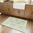Washable Entry Rug 2x3 Feet, Non-Slip Indoor Entryway Bathroom Kitchen Mat, Vintage Floral Design Rug Perfect for Entryway Décor