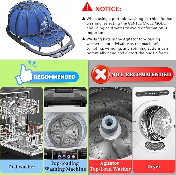 Eiito Hat washer for Washing machcine, 2 Pack Hat Cleaner for Baseball Caps Hat Shaper for Dishwasher - Hat Cage Rack Frame fit Adult and Children Wash Caps