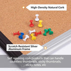 Large Cork Bulletin Board 36" x 48", Black/Sliver Aluminium Framed Corkboard, 4 x 3 Office Board for Wall Decor, Wall Mounted Notice Pin Board with 18 Push Pins for School, Home & Office