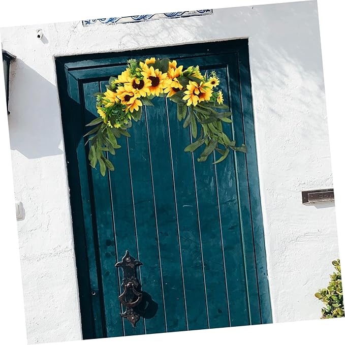 BESPORTBLE Sunflower Swag Decorative Plant Delicate Garland Wreath Wedding Door Swag for Room Wedding