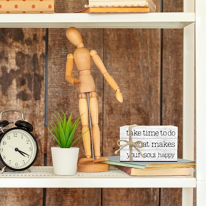 Mini Decorative Books For Home Decor, Small Faux Wood Book Stack Decor, Take Time To Do Funny Stacked Book Decor, Stacked Display Books For Home Mantel Office Nightstand Display, Three Pieces -A(06)