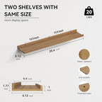 Boswillon 35.3 Inches Long Floating Shelves, 2 Set Rustic Wall Shelf for Bedroom, Nursery Book Shelf with Lip, Picture Ledge Shelf for Wall Decor Living Room Bathroom Kitchen - Oak