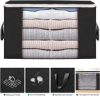 Large Storage Bags, 3 Pack Clothes Storage Bins Foldable Closet Organizers Storage Containers with Durable Handles Thick Fabric for Blanket Comforter Clothing Bedding 90 L (Black)