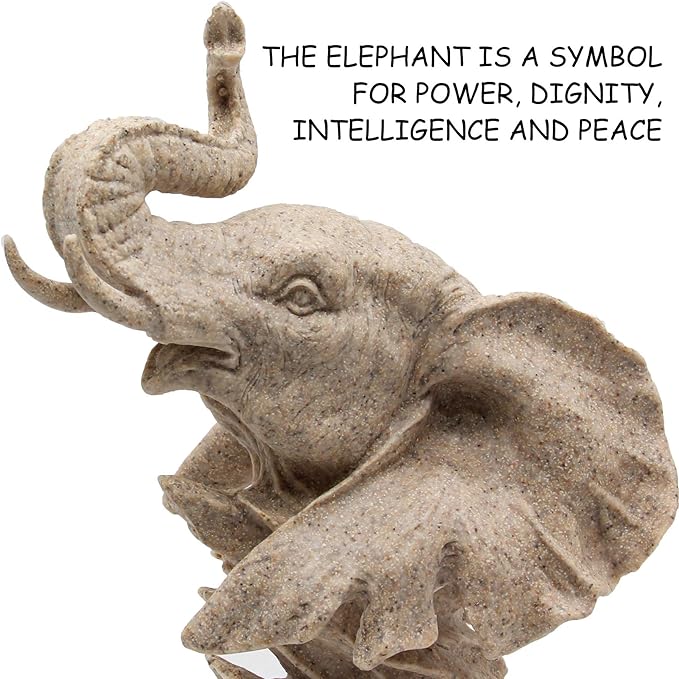 H&W Sandstone Elephant - Statue Decoration for Home/Study/Living Room, Great Collectible Figurines, Best Gift for The Man, Sandstone Color
