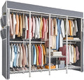 Raybee Clothes Rack with Cover,1100 LBS,Clothing Racks for Hanging Clothes Heavy Duty,Portable Closet with Shelves,Adjustable,White,75.8" W x 17.7" D x 76.9" H