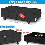 Under Bed Storage with Wheels & Lid, 2PCS Underbed Storage Container, 29.5 x 15.7 x 8.7 in Tall, Blankets Clothes Comforters Shoe Storage Bag Drawers, Rolling Zippered Organizer Bin -Black