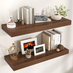Venusmiles Floating Shelves for Wall, 36" W x 12" D x 2" H, 2 Pack of Long Wall Mounted Engineered Wood Shelves with Invisible Brackets for Living Room, Bedroom, Bathroom, Kitchen Decor, Walnut