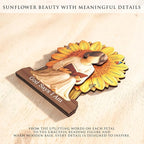 Christian Gifts for Women, God Says I Am Sunflower Desk Decor, Inspirational Religious Gifts for Women, Bible Verse Tabletop Sign for Office Desk, Home Prayer Room, Faith Based Gift for Her