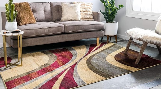 Unique Loom Barista Collection Area Rug - Ngada (4' 1" x 6' 1" Rectangle, Beige/ Red)