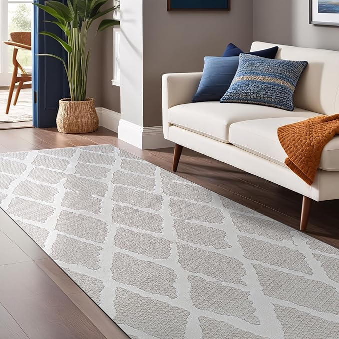 Modern Indoor Rug Diamond 2x7 Area Rugs for Living Room Luxury Kitchen Bedroom Durable Soft Geometric Durable Low and High Pile Stain Resistant Non Shedding Area Carpet 2x7