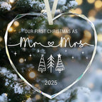 First Christmas Married Ornament 2025, Mr and Mrs Gifts, Wedding Gifts, Bridal Shower Gift Just Married Ornament Gift for Newlywed, Christmas Ornaments 2025 for Couple, Xmas Hanging Ornament