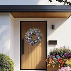 24-Inch Lavender Wreath for Front Door, Purple Hydrangea Wreath with Eucalyptus, Artificial Spring and Summer Floral Wreath for Indoor Outdoor Walls, Windows, and Home Year-Round Display