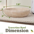 FNTSTICGOODS Travertine Decorative Bowl - 7.8” Diameter & 2” Height - Key Bowl for Entryway Table - Travertine - Organic Modern Centerpiece - Beige/Natural