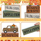 Lineshading 4 Pcs Fall Table Decoration for Home Fall Truck Decor Thanksgiving Tiered Tray Decor Rutic Thanksgiving Centerpiece Pumpkin Truck Block Signs Gift Farmhouse Autumn Decoration for Home