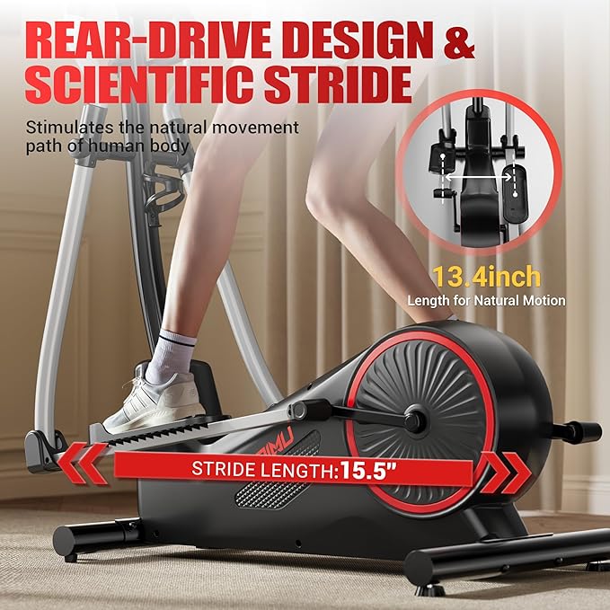 Elliptical Machine, Elliptical Exercise Machine for Home with Hyper-Quiet Magnetic Driving System, Elliptical Trainer with 15.5IN Stride, 350LBS Loading Capacity