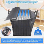 6 Pack Moving Bags Heavy Duty, Moving Boxes, Storage Bags with Zipper & Handles & Tag for College & Dorm Moving Supplies Grey Laundry Hamper Bag, Foldable Space-saving Totes (93L, Grey)