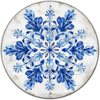 Vintage Snowflake Winter Christmas Sign Metal Sign Retro Round Tin Sign Aluminum Sign for Farmhouse Yard Home Bar Bedroom Wall Decor 12 Inch