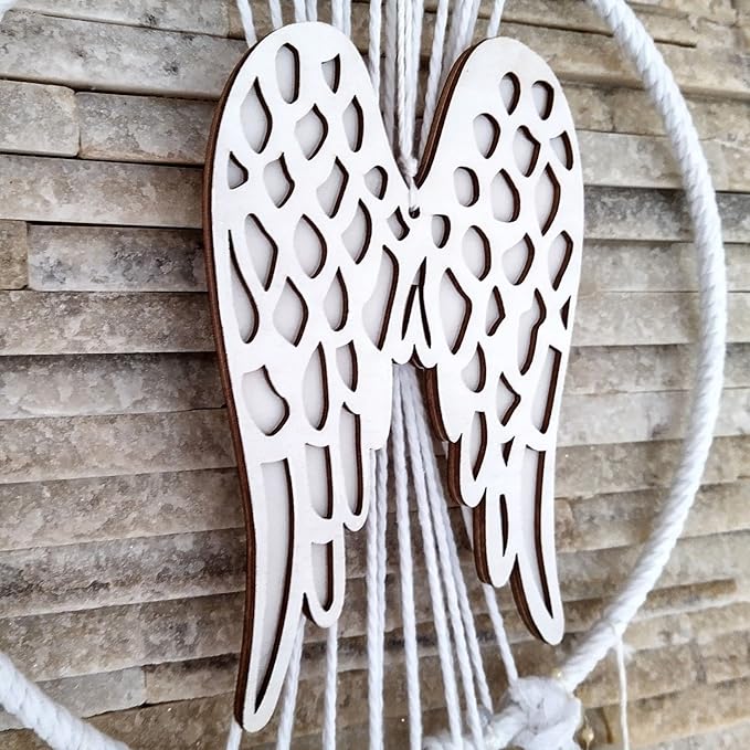 Angel Wings Dream Catchers, White Boho Cottagecore Decor, Wall Hanging Meditation Gifts, Hippie Zen Spiritual Yoga Decor for Bedroom or Nursery