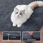 Fluffy 4x6 Area Rugs for Living Room Bedroom: Ultra Soft Shag Rug Non-Slip Non-Shedding Small Plush Bedside Rug Indoor Floor Carpets for Kids Room Playroom Entryway Nursery Dorms Home Decor Grey