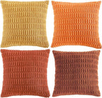 Fancy Homi 4 Packs Decorative Throw Pillow Covers for Living Room Couch Bed, Modern Farmhouse Boho Home Décor Accent Cushion Case, 18" x 18", Burnt Orange Series