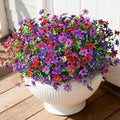 Artificial Fake Outdoor Plants Flowers for Spring Decoration, 12 Bundles UV Resistant Faux Daisy Silk Flower with Eucalyptus Stem for Outside Planters Porch Patio Yard Window Garden (Mix 4 Colors)