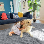 OLANLY 6x9 Machine Washable Large Area Rugs for Living Room, Bedroom, Soft Fluffy Shaggy Bedside Rug, Indoor Floor Carpet for Kids Girls and Boys, Dorms, Nursery, Home Decor, Silver Grey