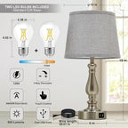 EJIAXIN Table Lamps for Bedroom Set of 2,Dimmable Touch Bedside Lamps with Dual USB A+C Ports - Nightstand Lamp for End Table Modern Night Stand Lamps for Living Room Guest Room