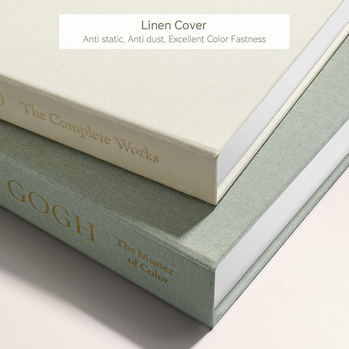 1DOT2 Aesthetic Decorative Books -Set of 2 Minimalist Linen Hardcover Faux/Fake Books for Coffee Table Home Decor Living Room Decoration, Photo Storage or as a Keepsake Box(Sage-beige-artist)