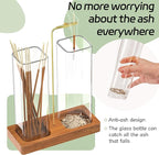 Incense Holder for Sticks, 2 in 1 Incense Burner with 7.1" & 7.1" Glass Jars, Upside Down Incense Holder with Ash Catcher & Storage for Meditation Yoga Spa Home Decor with 20 Incense Sticks & Brush