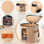 Suzile 4 Pcs Hat Boxes Oversized Round Cowboy Hat Storage Box for Women Men 19" x 17" Cowboy Large Felt Organizer Bag Baseball Cap Container with Dustproof Lid for Clothes Case Travel Gift(Camel)