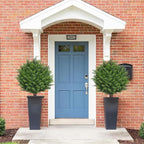 Artificial Set of 2 Cedar Topiary Ball Trees 22" for Outdoors with Ground Spike, UV Resistant Faux Cypress Plants into Anywhere, Evergreen Shrubs Bushes for Room Front Porch Garden Backyard Decor