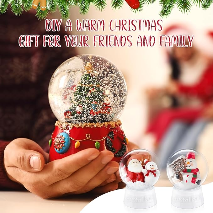 Uiifan 32 Pcs DIY Snow Globe Water Globe 4 Inches Clear Plastic Snow Globe with Screw Off Cap Fillable Water Globe Jar for DIY Crafts Christmas Display Home Decoration Kids Gifts