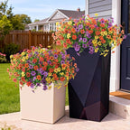 Artificial Flowers for Outdoors, 12 Bundles Multicolor Faux Silk Flower Spring Summer Decoration, Artificial Plants Fake Outdoor Flowers UV Resistant No Fade for Home Planter Porch Patio Yard Decor