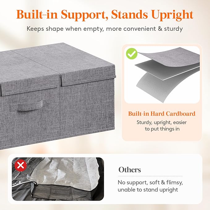 Lifewit 80L Under Bed Storage Containers, 9.8 Inch Tall Underbed Clothes Storage Organizer Bin with Sturdy Sidewalls, Bottom, 3 Lids, Deep Storage Drawer for Clothes, Shoes, Blankets, Pillows 3 Pack