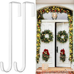 12 in Wreath-Hangers for Front Door,Door-Wreath-Hanger-Clear Over The Door Hooks,2 Pack Non-Scratch-Door-Hanger Hook for Easter Christmas Halloween Fall Wreath Decorations,Welcome Sign for Front Door