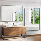 BONEWEI Bathroom Mirror,60x40 inch Bathroom Mirrors for Over Sink,Large Wall Mirror for Bathroom Wall Mounted Rectangle Mirrors,Black Vanity Mirror for Living Room,Bedroom Entryway,Horizontal/Vertical