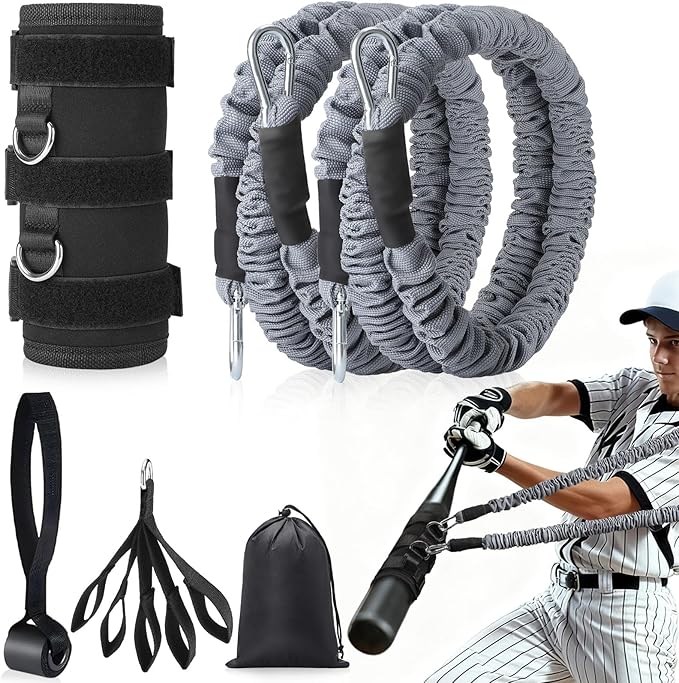 TOBWOLF 4PCS Baseball Exercise Bands with Interchangeable Grips, Baseball Resistance Trainer for Pitching & Throwing, Training Aid for Baseball Softball Pitchers to Build Arm Strength, Warm-Up
