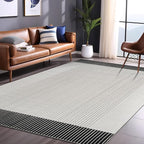 Modern Micro Loop Indoor Area Rugs for Living Room Bedroom Kitchen Geometric Striped Black-White 5x7 Luxury Durable Low and High Pile Non-Shedding Stain Resistant Soft Area Carpet 5 x 7