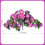 HyeFlora Artificial Flowers for Outdoors 2PCS Spring Faux Morning Glory Look Real Silk Flowers for Outside Planter UV Resistant Fake Flowers for Home Garden Balcony Yard Porch Deco