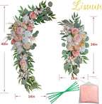Lisuun Wedding Arch Flowers, Artificial Flowers for Decoration, 2pcs Flower Swag and 1 pcs Semi-Sheer Chiffon Table Runner Swag for Beautiful Dream Wedding Ceremony Floral Decor - Pack of 3