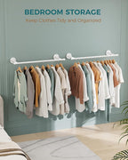 OROPY Industrial Pipe Clothing Rack Set of 2, Wall Mounted Clothes Rack, Closet Rods For Hanging Clothes, 33" Multi-purpose Hanging Rod for Laundry Room, Bedroom and Closet Storage, White