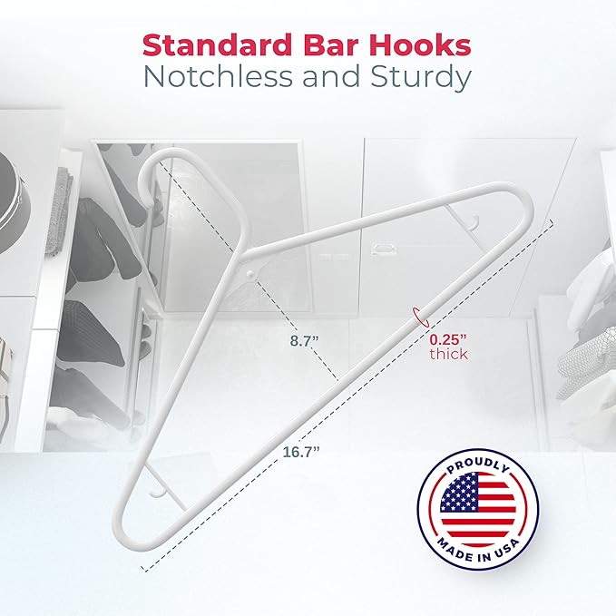 Neaties Plastic Hangers 30 Pack – Made in The USA – 6lb Capacity Standard Clothes Hangers with Strap Hooks for Dresses, Lingerie, Shirts, Pants, and Jackets – Black