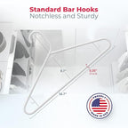 Neaties Plastic Hangers 100 Pack – Made in The USA – 6lb Capacity Standard Clothes Hangers with Strap Hooks for Dresses, Lingerie, Shirts, Pants, and Jackets – Blue