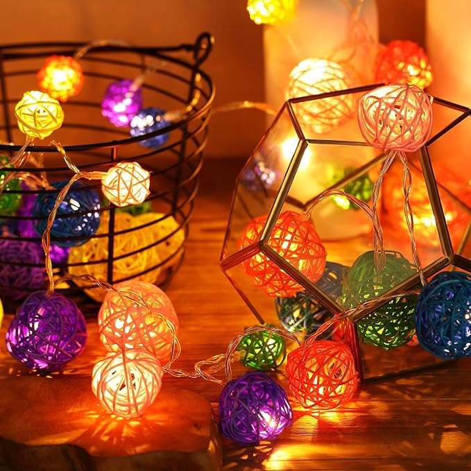 Patelai 36 Pcs Wicker Rattan Balls Decorative Balls for Vase Centerpiece Bowls Orbs Filler for Home Decor,4 Sizes(Multicolored,2.4'',2'',1.6'',1.2'')