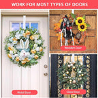 12” Metal Over the Door Wreath Hanger for Front Door, 2 Pack Non-Scratch Door Hook for Hanging Christmas Wreaths, Holiday Decor & Welcome Signs, Durable Wreath Hanger Hooks for Home Decoration, White