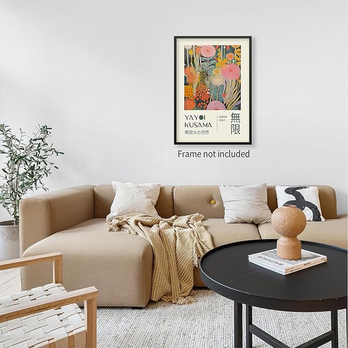 Abstract Yayoi Kusama Posters Japanese Wall Art Vintage Tokyo Aesthetic Prints Yayoi Kusama Inspired Japanese Gallery Wall Art for Stylish Room Bedroom Living Room Decor 11x14in Unframed