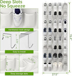 Unjumbly Over the Door Shoe Organizer with 40 Large Breathable Mesh Pockets, Space Saving Shoe Holder, Hanging Shoe Rack for Entryway Bedroom Closet Storage (White, 40 Pockets)